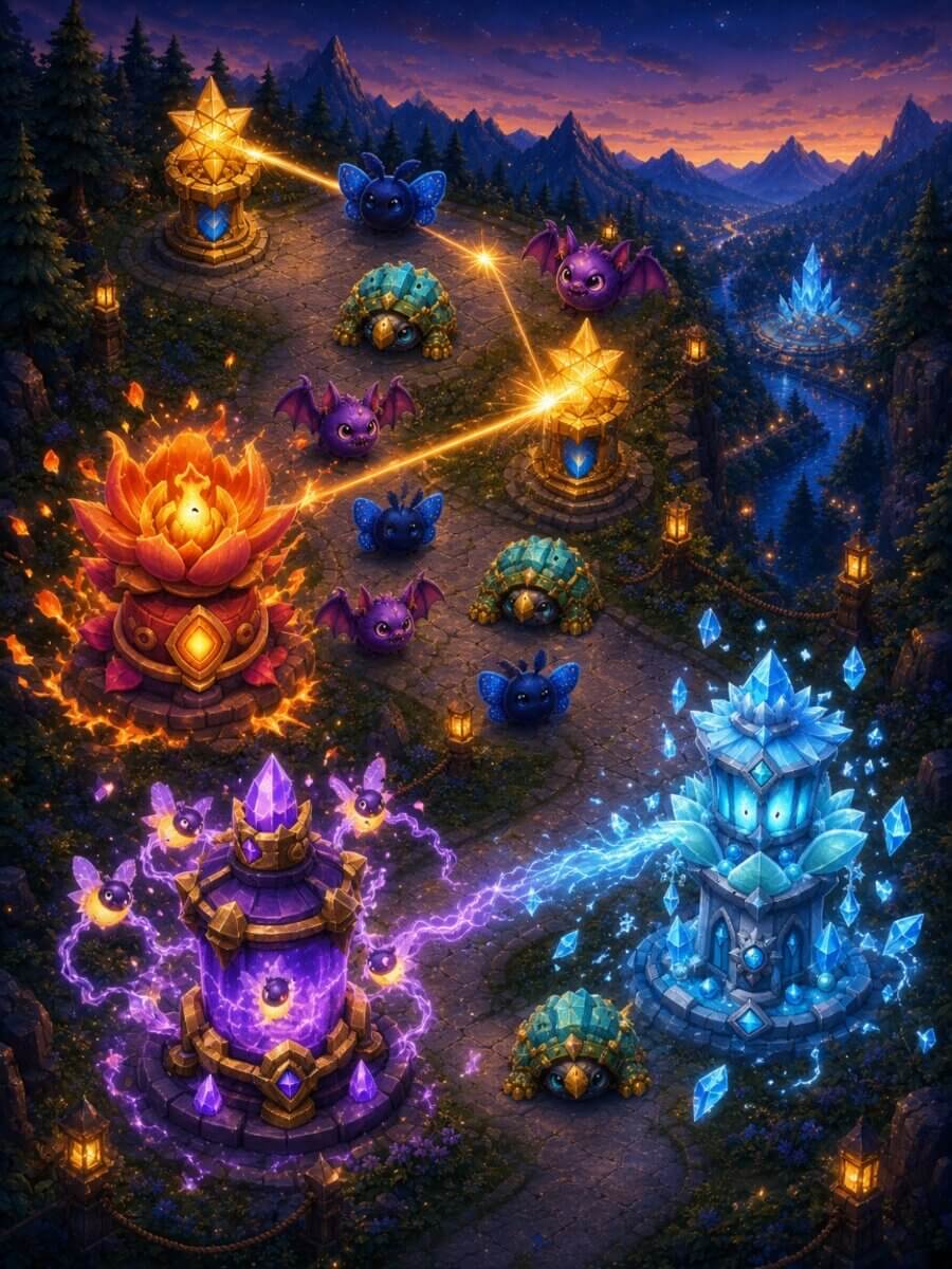 星塔守关四种灯塔齐射：星矢焰花霜露雷萤